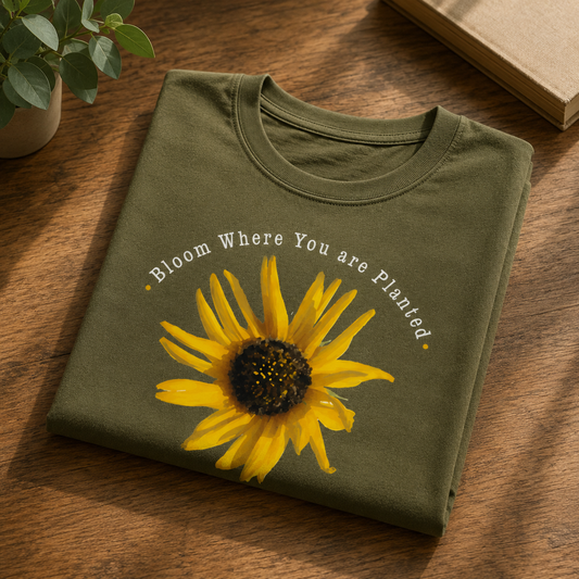 Bloom Where You Are Planted Unisex Graphic Oversized Classic T-Shirt