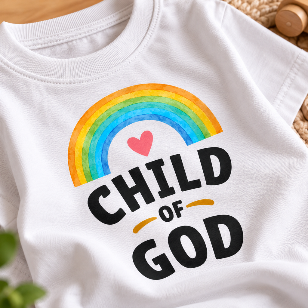 Child of God – Kids’ Rainbow Graphic T-Shirt | Moosaru