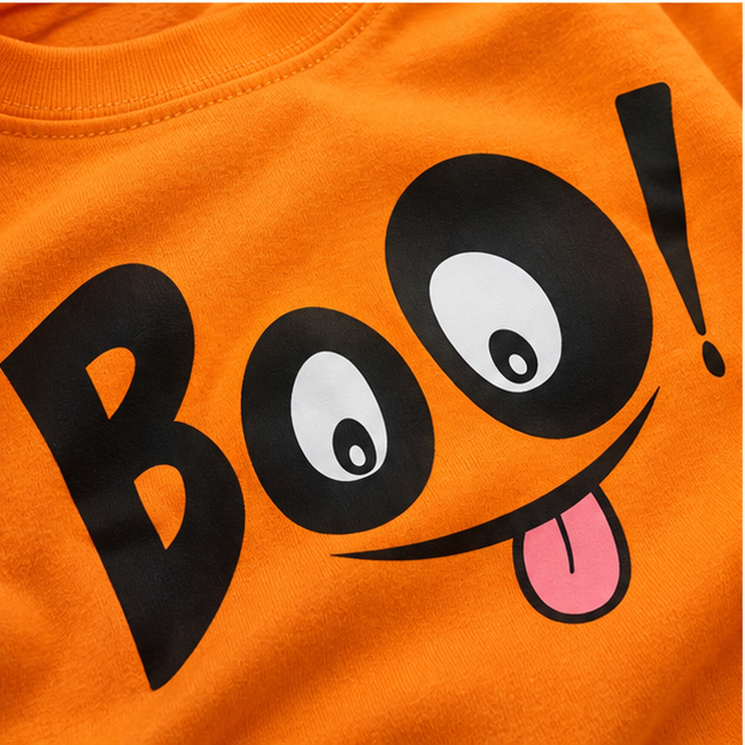 BOO! – Kids’ Halloween Graphic T-Shirt | Moosaru