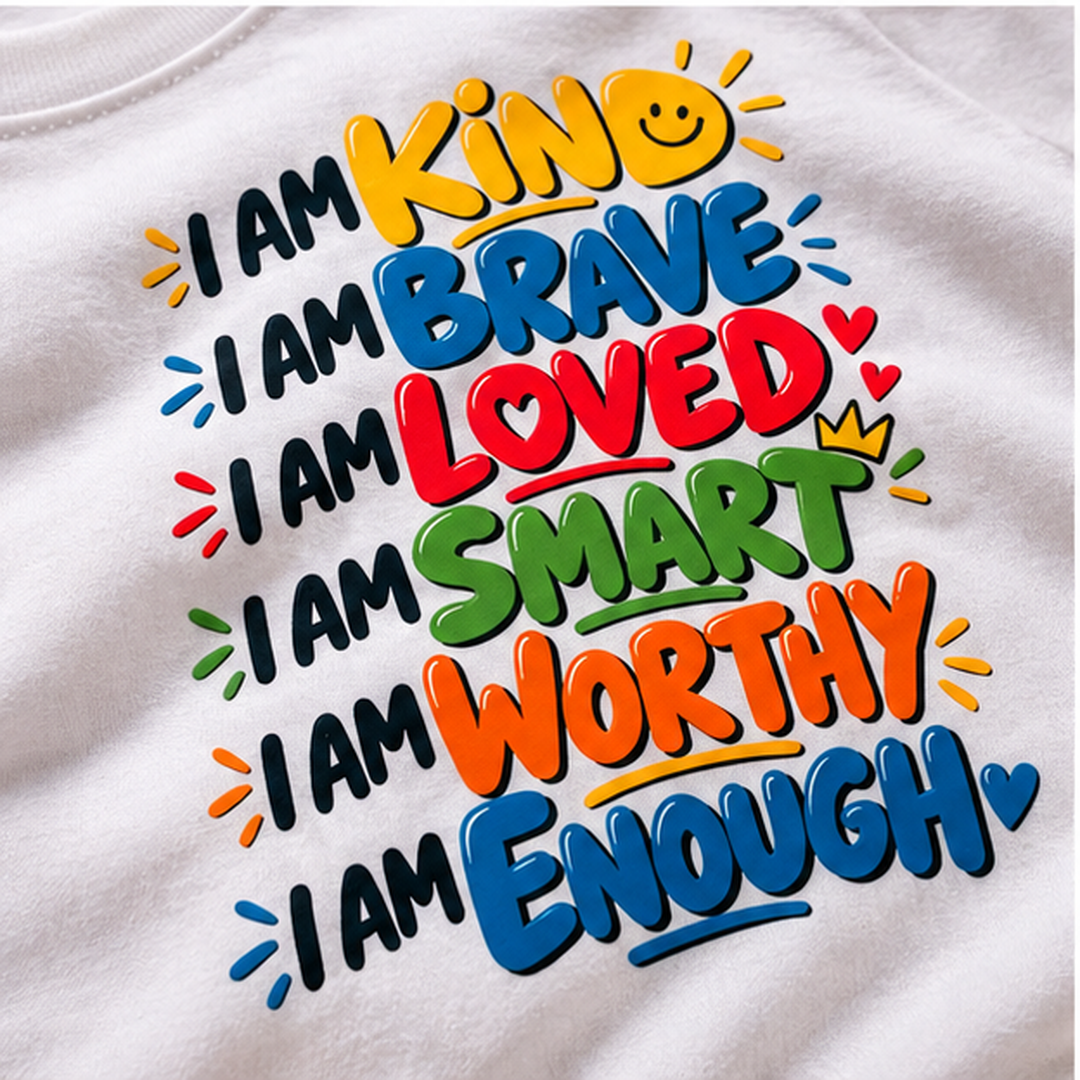 I Am Kind – Kids’ Positive Affirmations T-Shirt | Moosaru