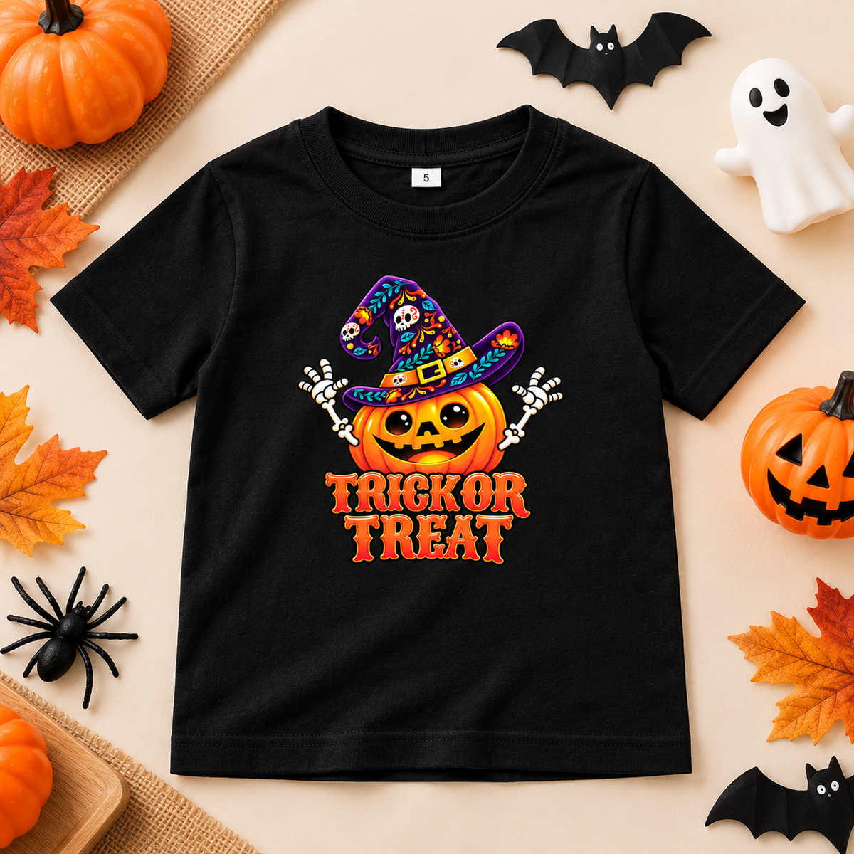 Trick or Treat – Kids’ Halloween Pumpkin T-Shirt | Moosaru
