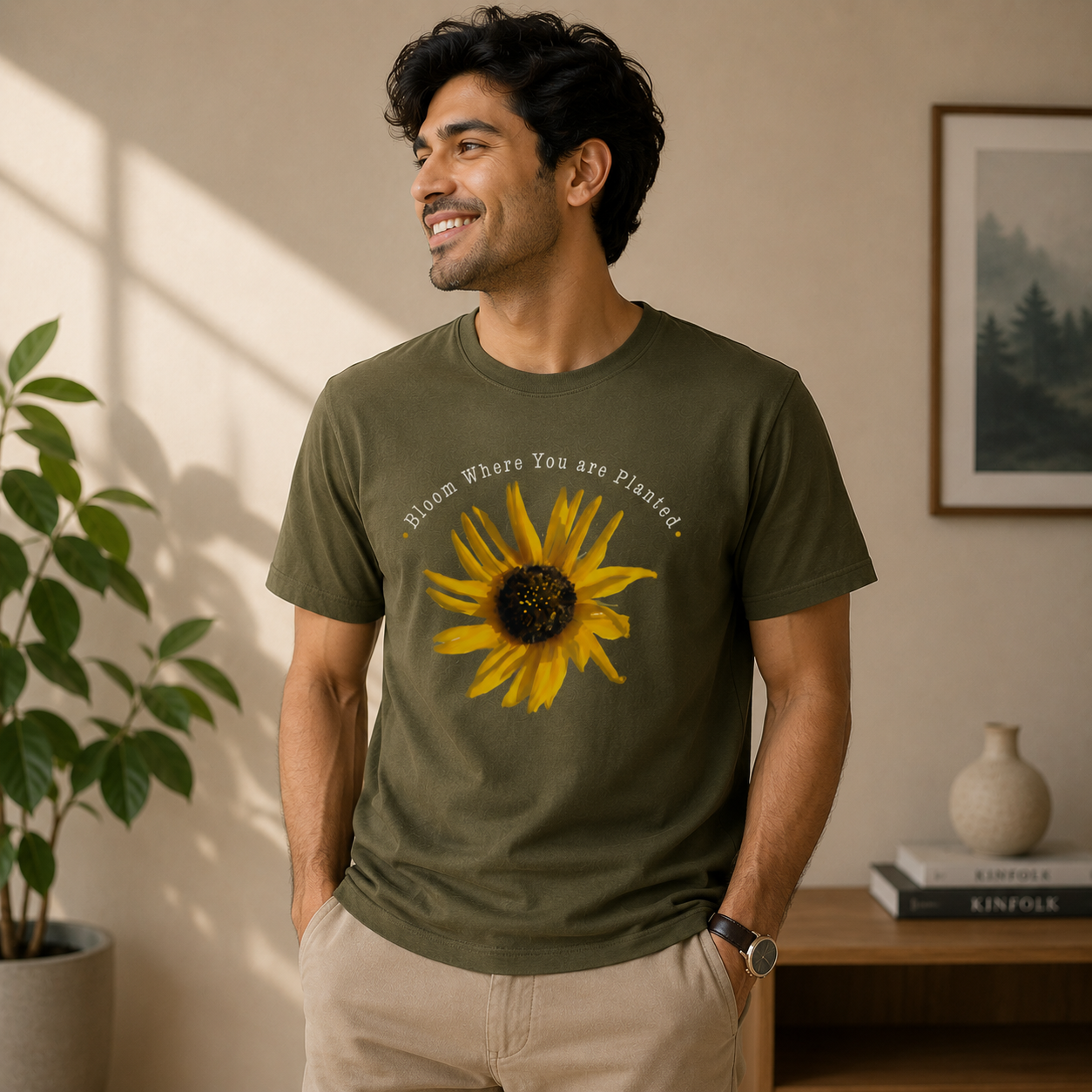 Bloom Where You Are Planted Unisex Graphic Oversized Classic T-Shirt
