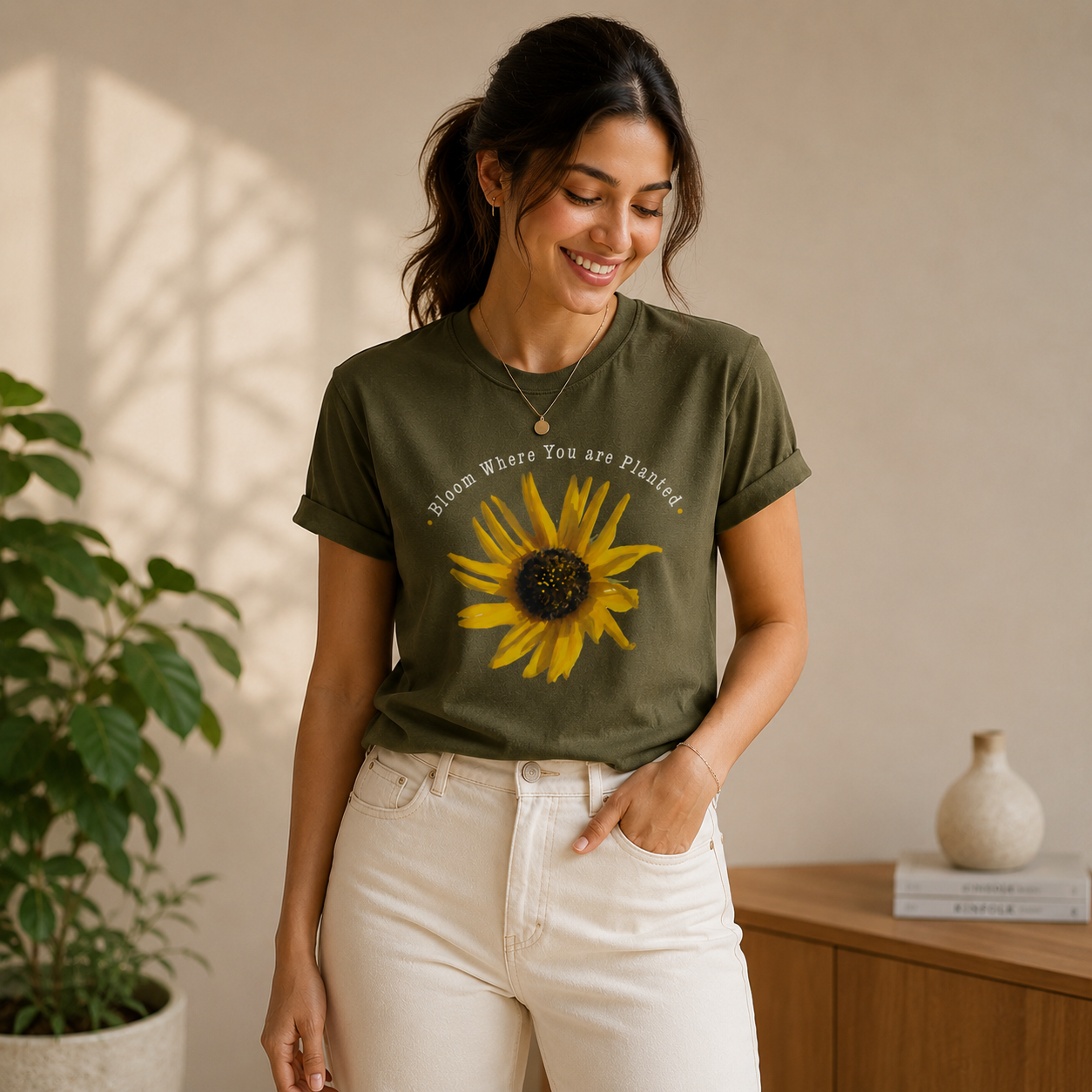 Bloom Where You Are Planted Unisex Graphic Oversized Classic T-Shirt
