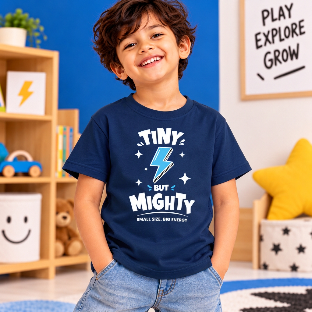 Navy blue folded T-shirt