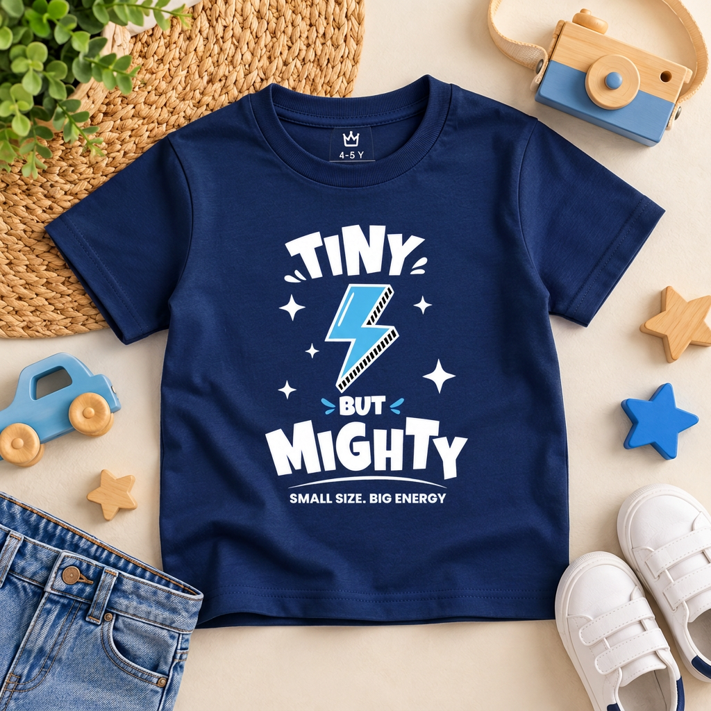 Navy blue T-shirt close-up