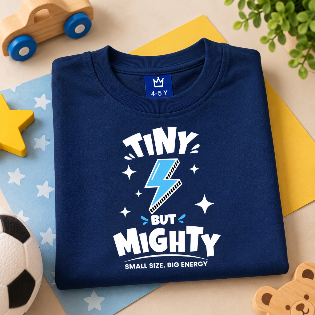 Navy blue T-shirt flat lay